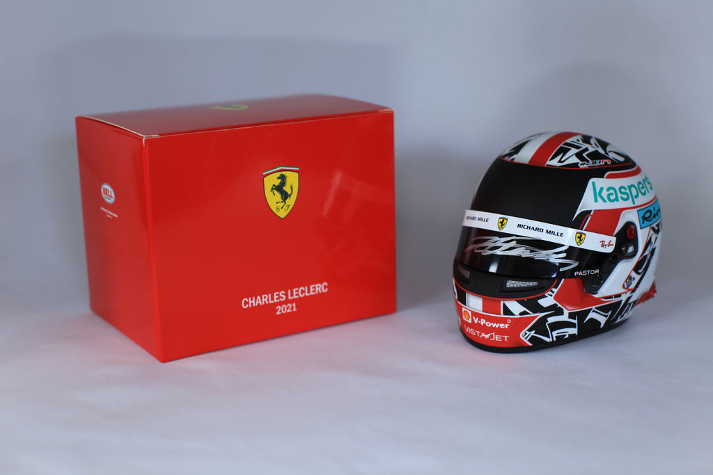 Charles Leclerc Ferrari 2021 signed helmet 1/2 scale