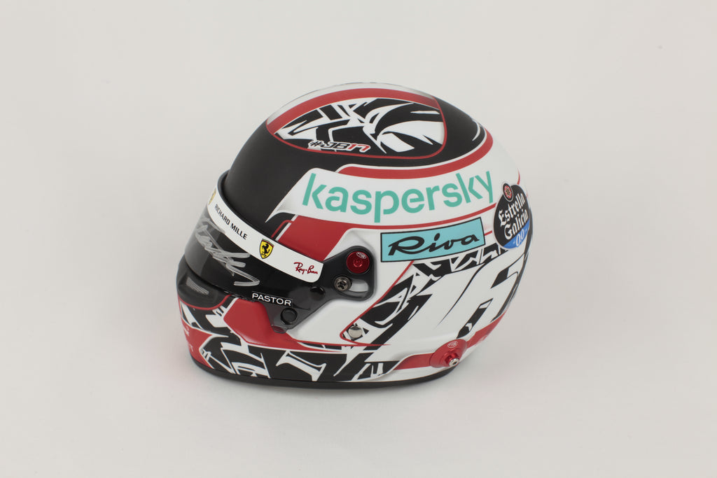 Profil gauche casque Bell Leclerc 2021 numéro 16 livrée rouge blanc noir
