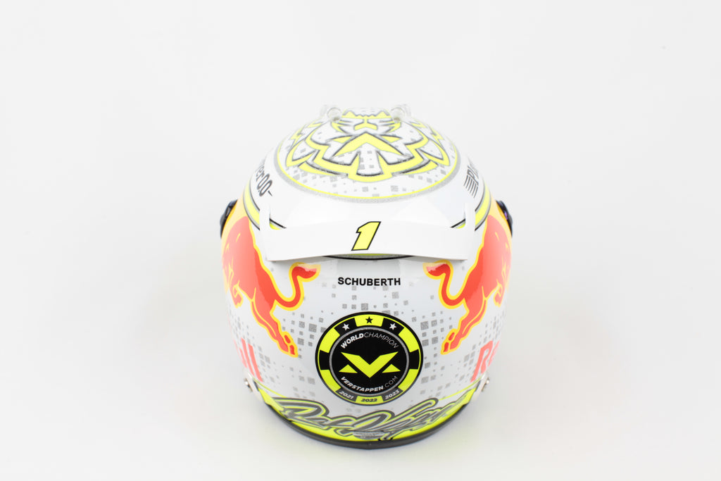 Casque F1 1/2 Max Verstappen Grand Prix Las Vegas 2023 signé Schuberth Red Bull Racing vue arriere