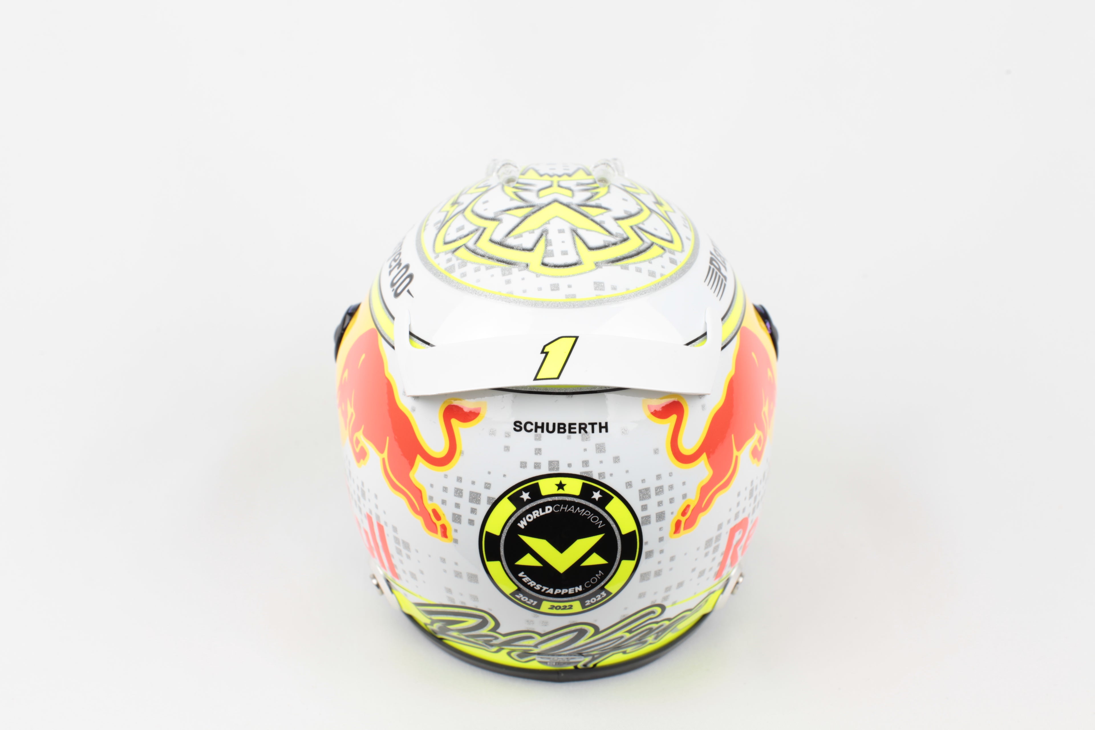 Casque F1 1/2 Max Verstappen Grand Prix Las Vegas 2023 signé Schuberth Red Bull Racing vue arriere