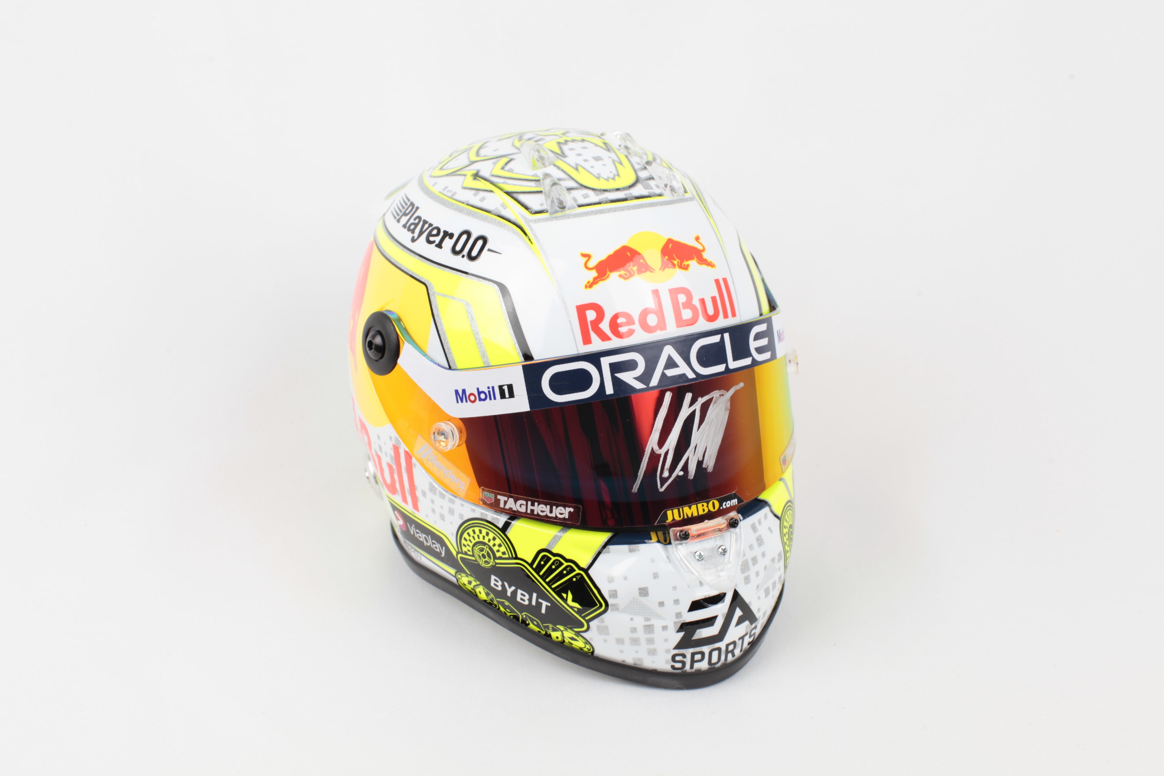 Casque F1 1/2 Max Verstappen Grand Prix Las Vegas 2023 signé Schuberth Red Bull Racing vue de profil