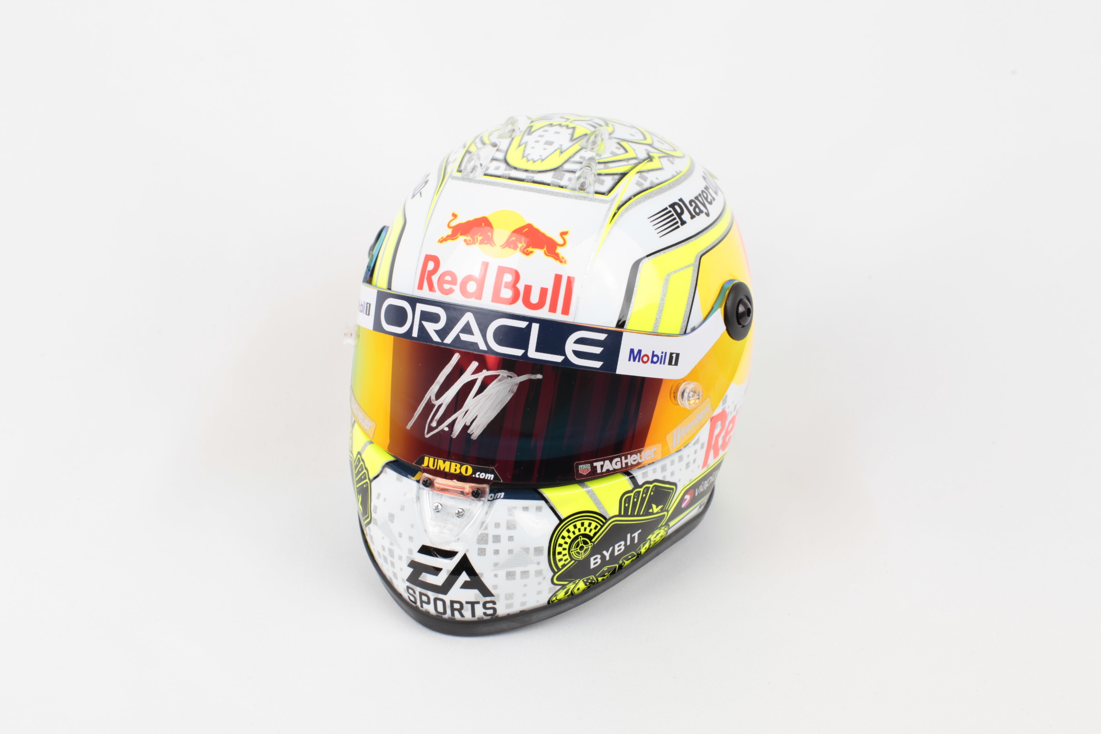Livrée Red Bull Racing bleue teintes jaunes Max Verstappen Las Vegas 2023 Schuberth 1/2