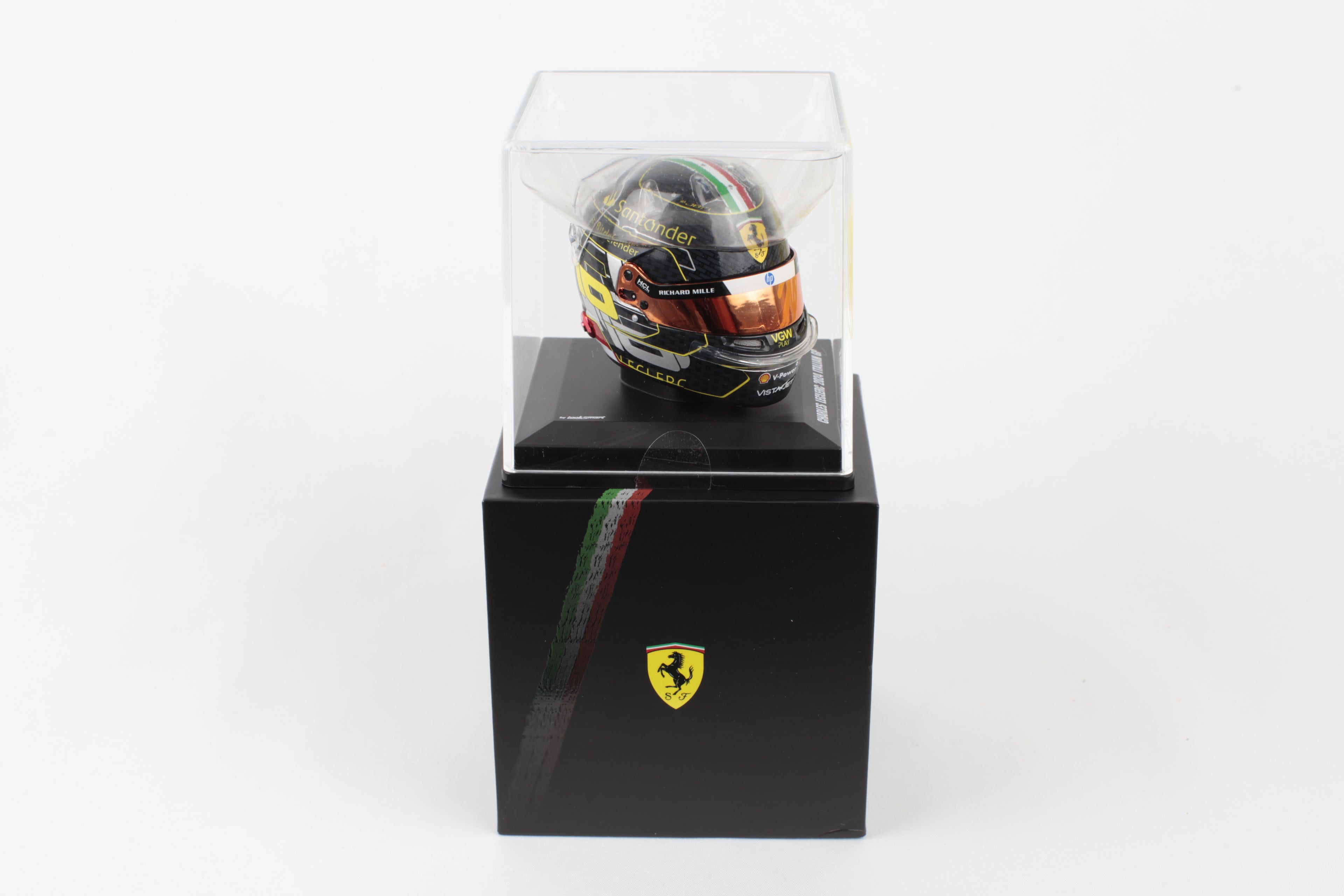 Casque miniature Charles Leclerc Monza 2024 signé Look Smart profil gauche