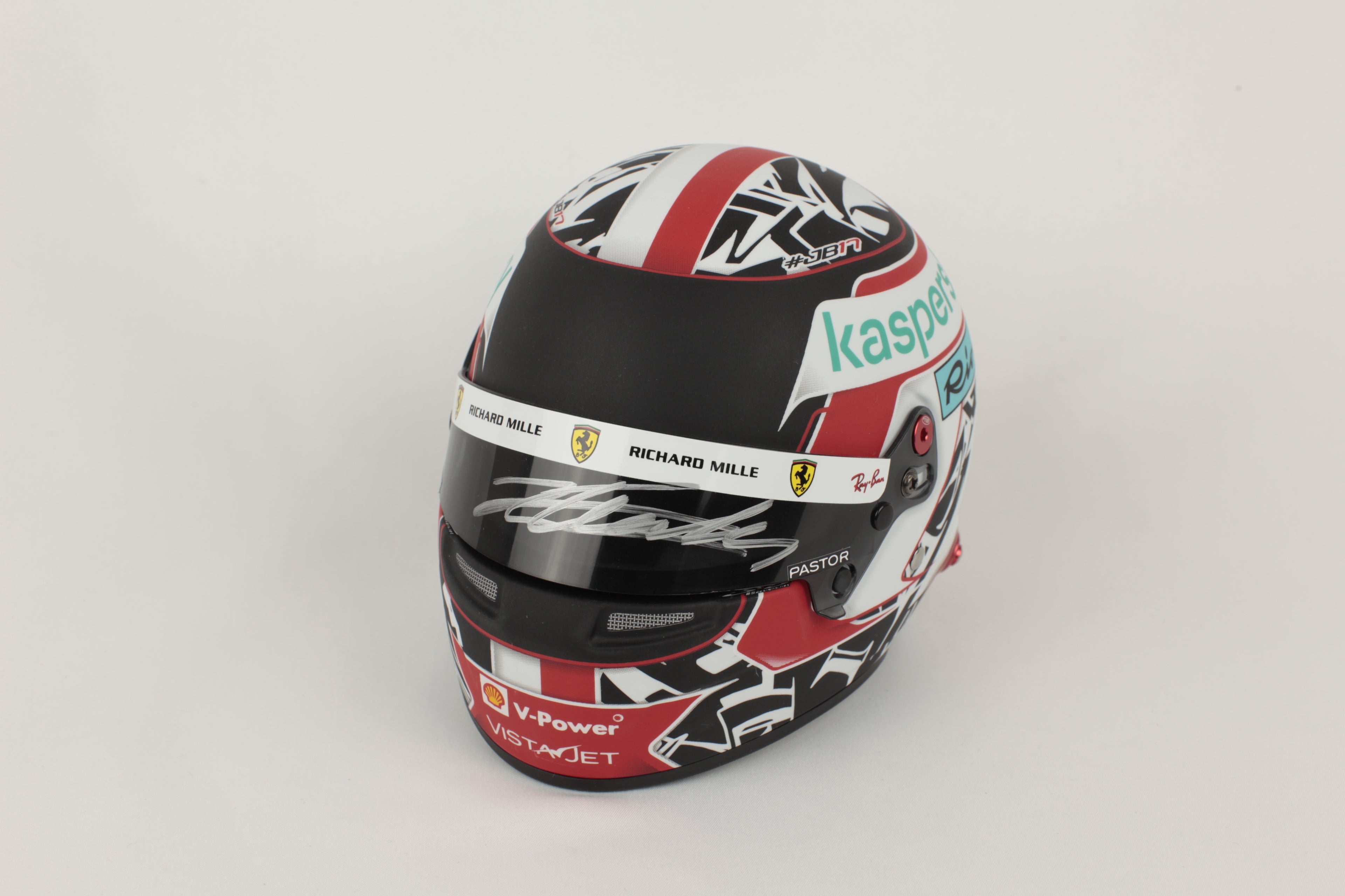 Autographe Charles Leclerc marqueur argenté visière casque Bell Ferrari 2021 authentique